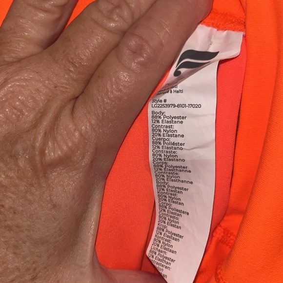 Fabletics Powerhold bright neon orange leggings size XS with mesh side pockets - Picture 9 of 10